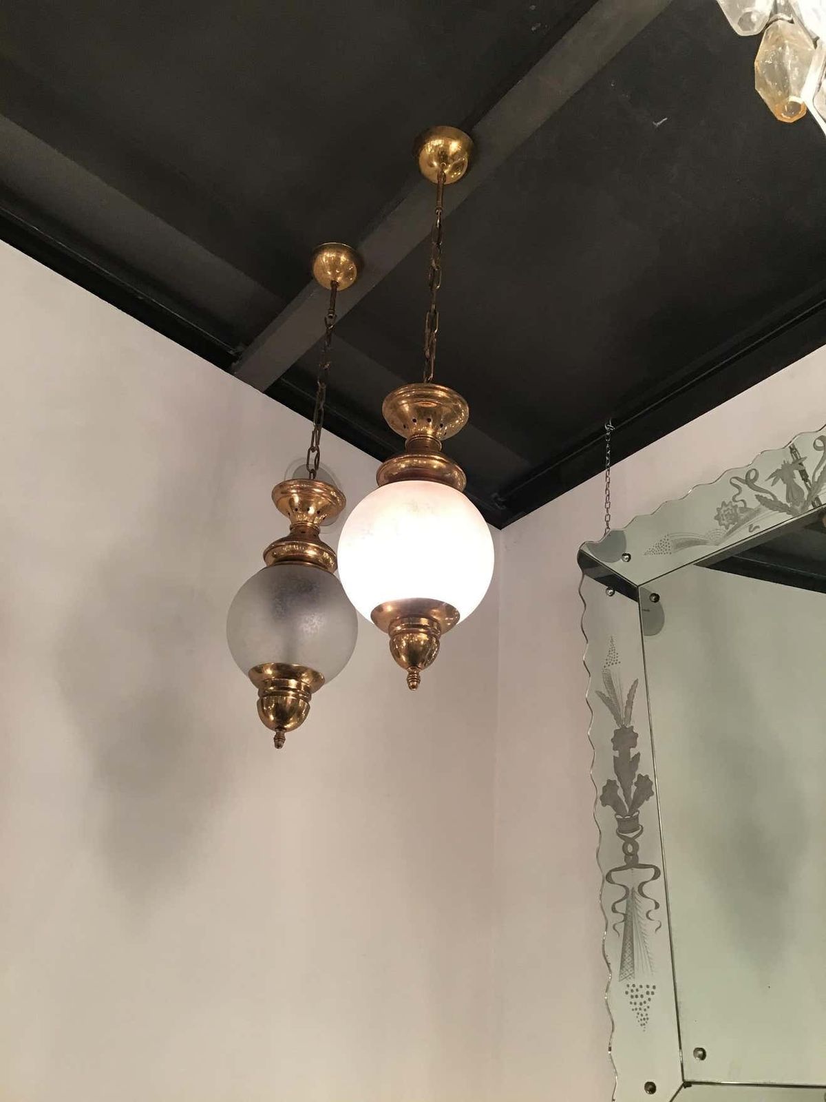 1811.0 Azucena “Luigi Caccia Dominioni “Ls1 Chandeliers Brass Glass 1950 Italy photo