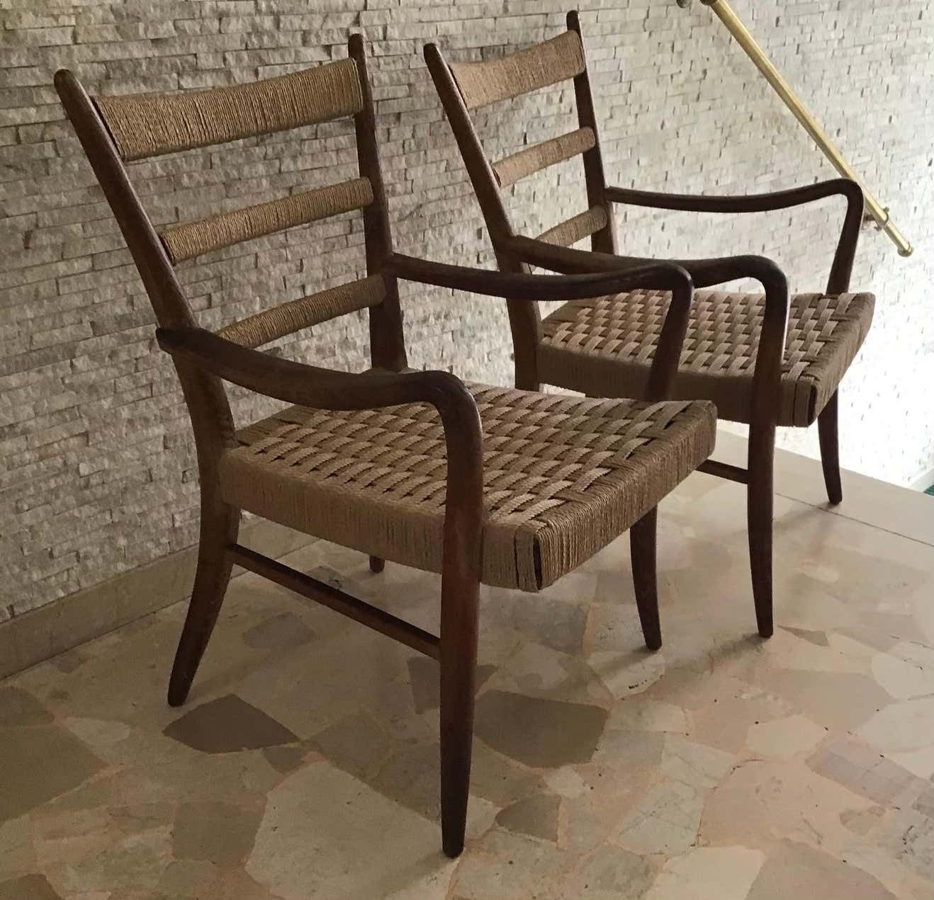 photo furniture Augusto Romano Armchair Wood Rope Stuffing 1940 Italy