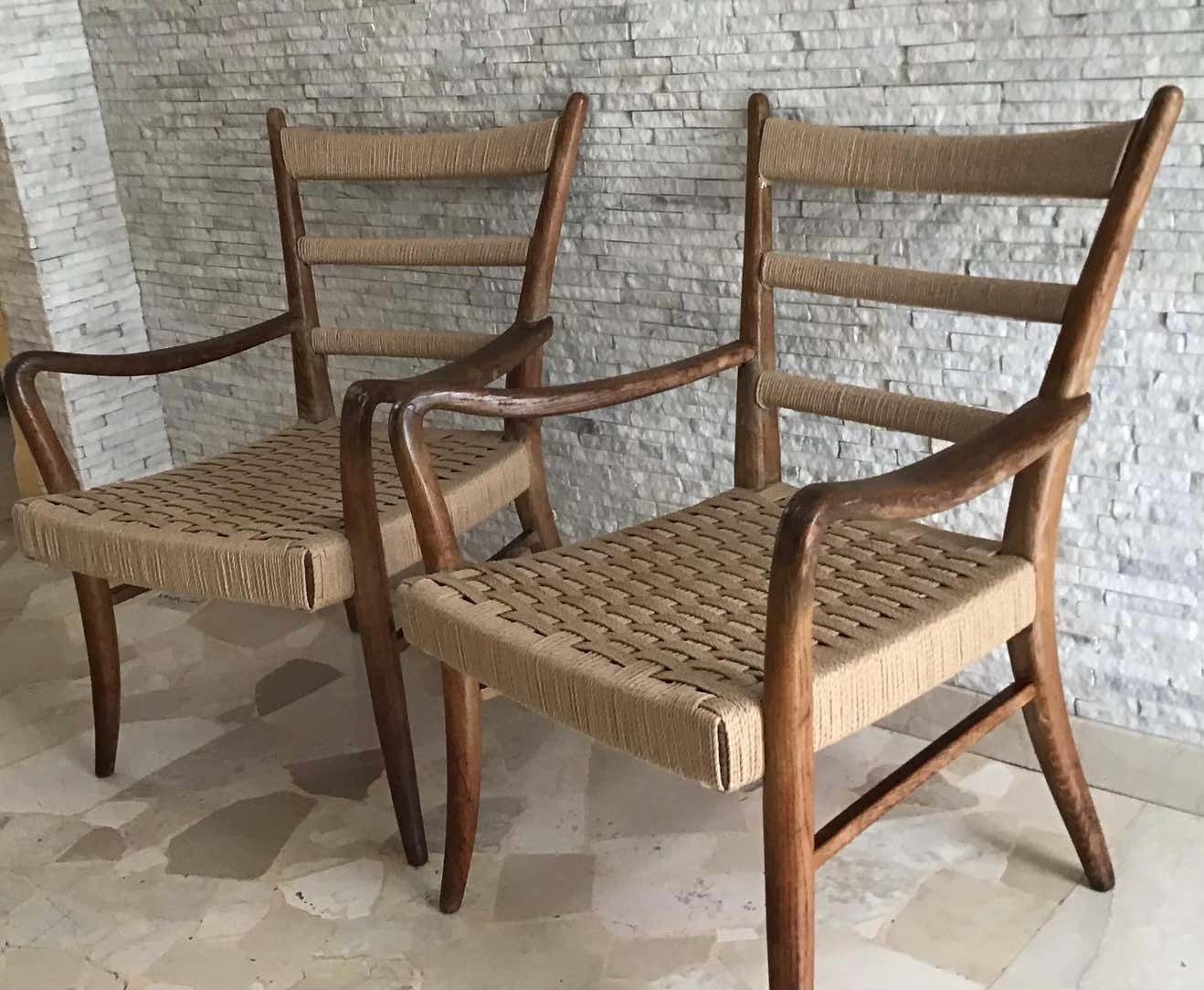 5434.0 Augusto Romano Armchair Wood Rope Stuffing 1940 Italy photo