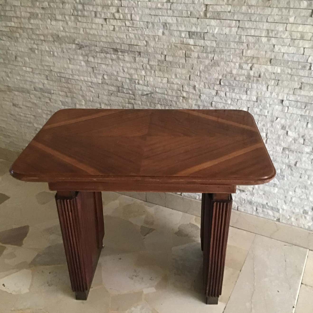 Osvaldo Borsani Coffee Table Brass Wood 1950 Italy photo vinterior