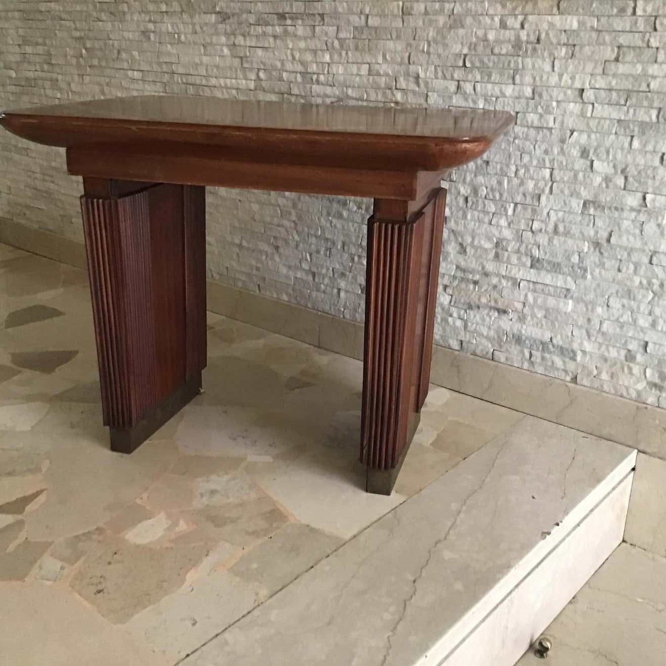 photo furniture Osvaldo Borsani Coffee Table Brass Wood 1950 Italy