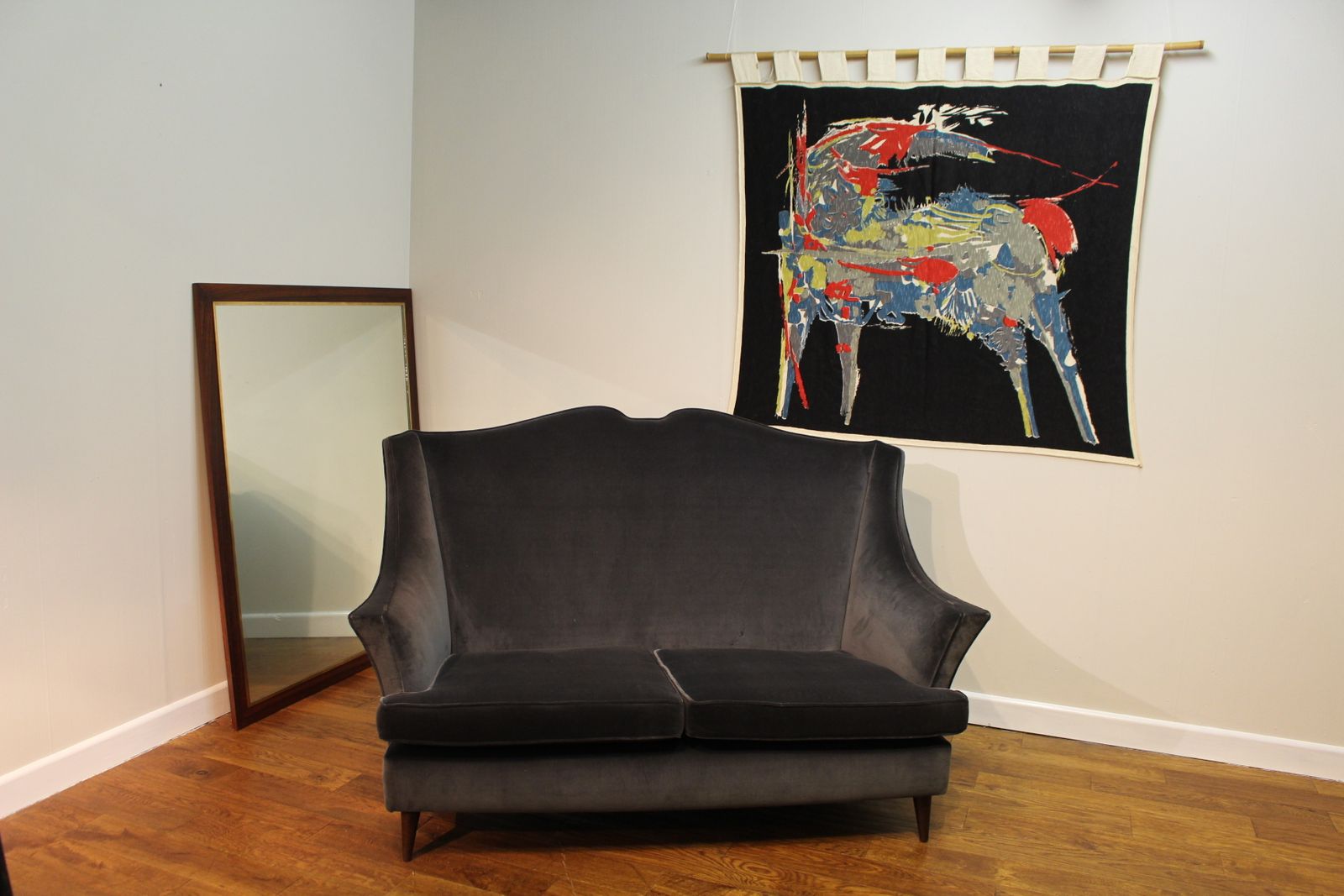 Amazing 1960’s Screen Print Fabric Wall Hanging Possibly Heals photo Art
