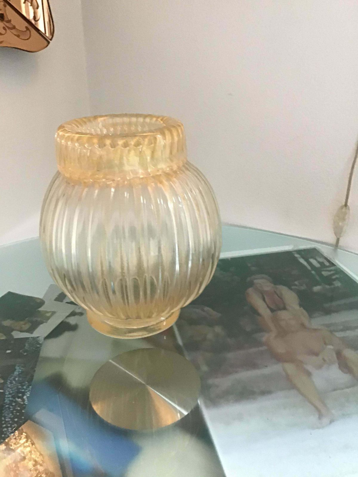 Seguso Vase Murano Glass With Gold Leaf 1955 Italy photo vinterior