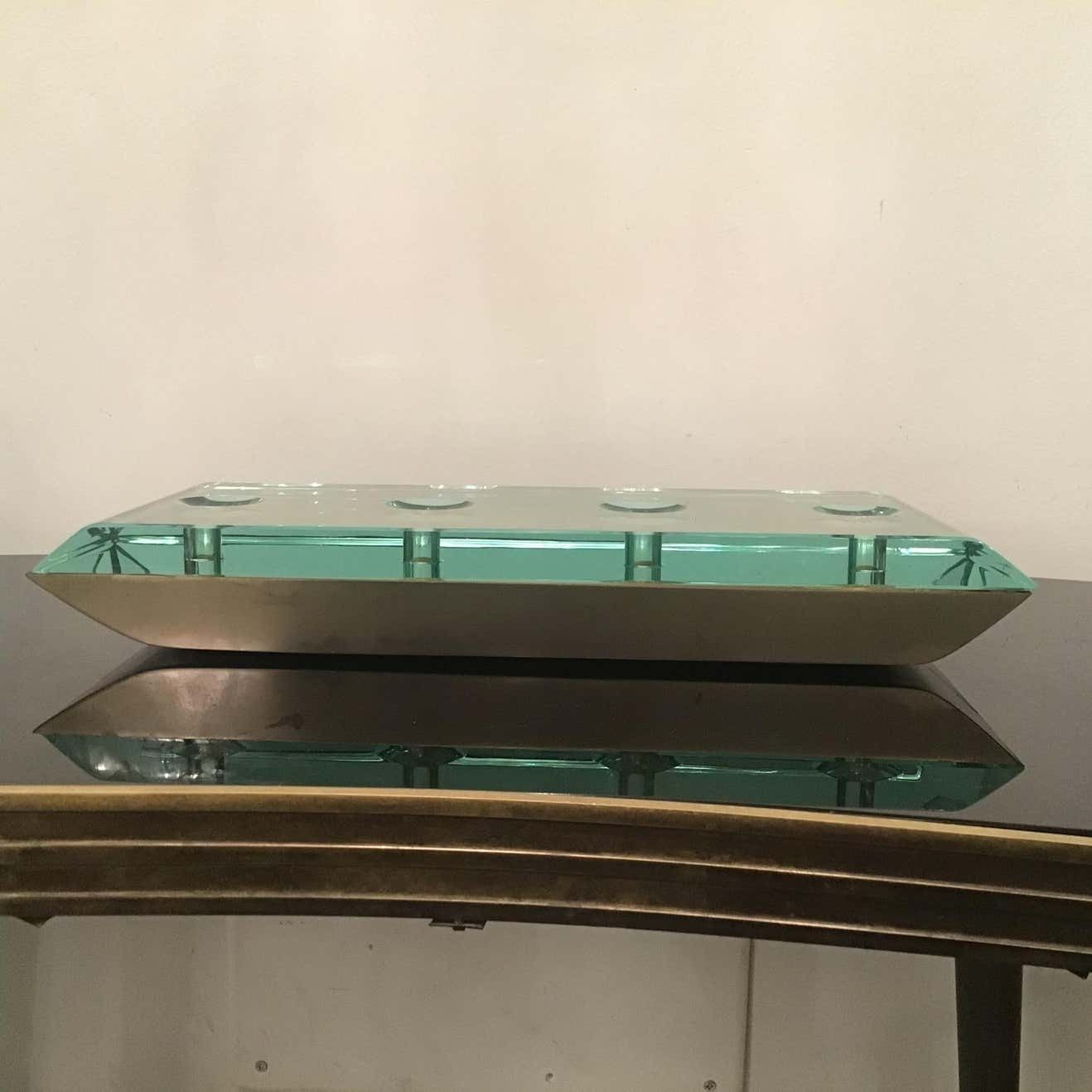 photo furniture Pietro Chiesa Centrepiece Glass Brass Nickel, 1950, Italy