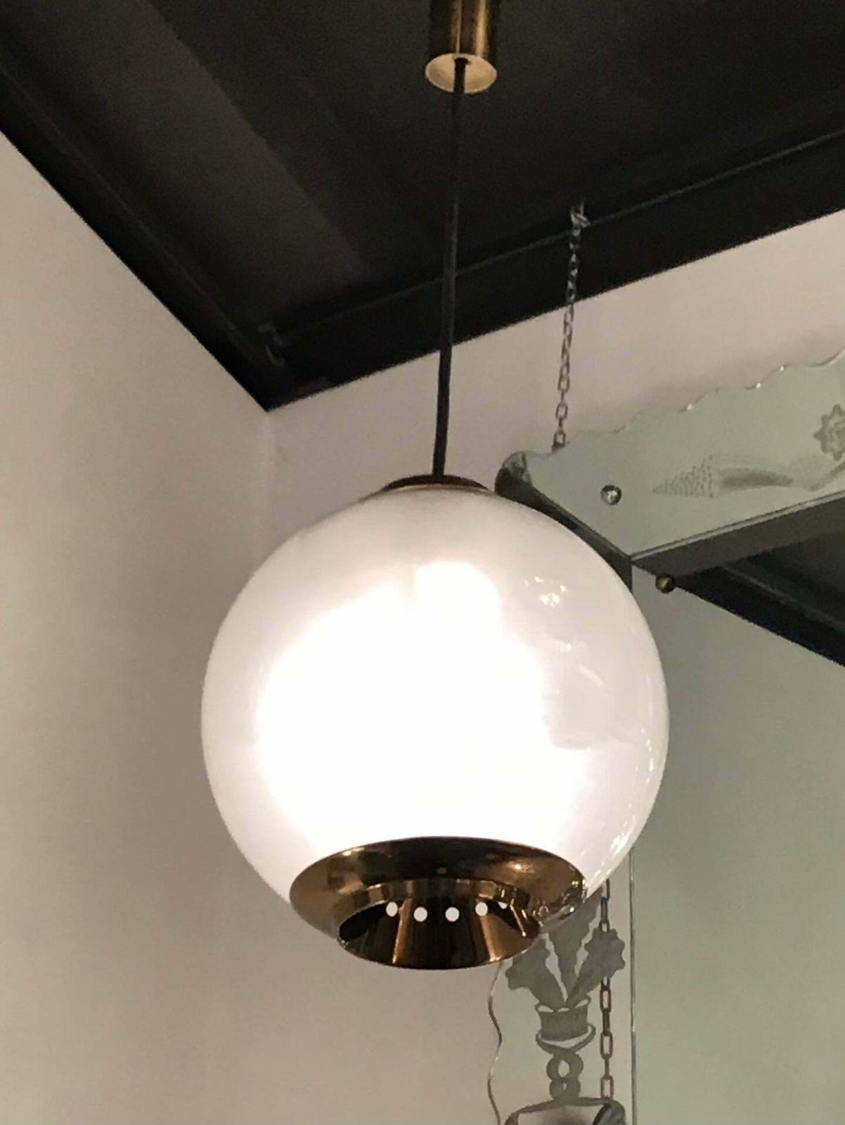 Azucena Luigi Caccia Dominioni Couple Chandelier Brass Glass 1950 Italy photo Lighting