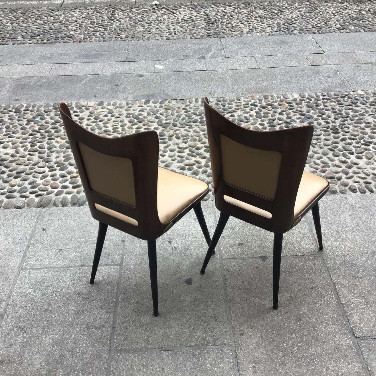 Carlo Ratti Chairs Wood Brass Skin 1955, Italy photo furniture