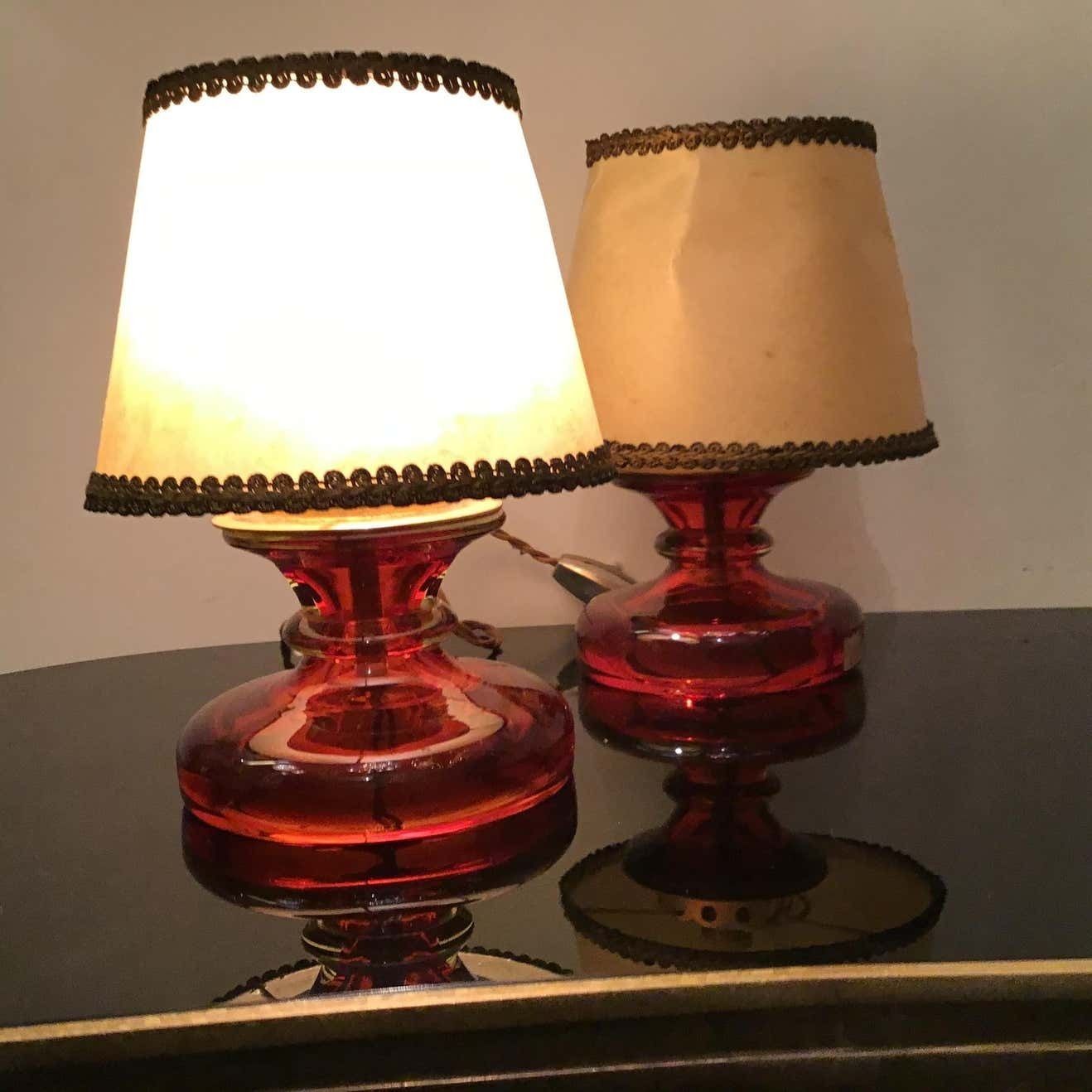 Seguso Flavio Poli Murano Glass Brass Fabric Lampshade, 1960, Italy photo furniture