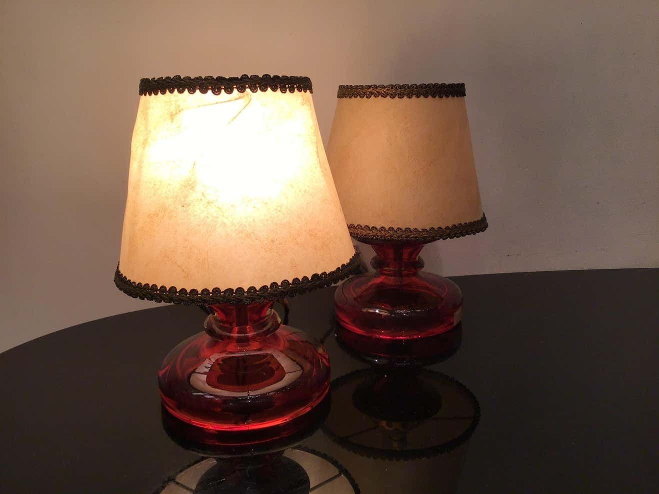 1268.0 Seguso Flavio Poli Murano Glass Brass Fabric Lampshade, 1960, Italy photo