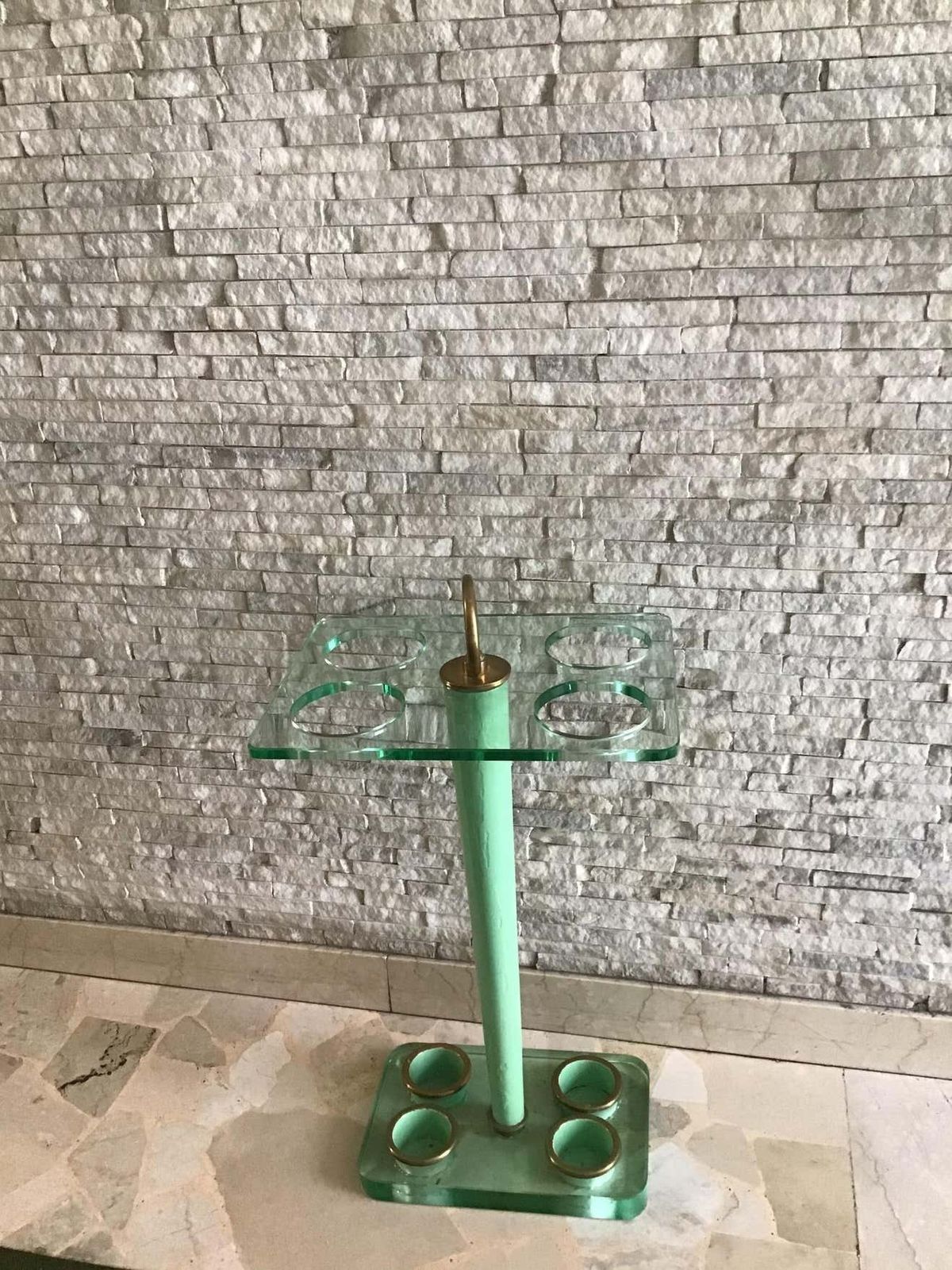 photo for sale Fontana Arte Umbrella Holder Glass Brass, 1945, Italy