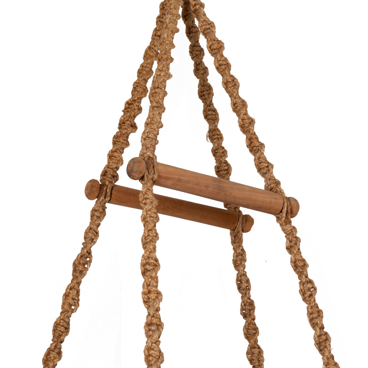 Hanging Chair In Rope And Wood, 1970s photo for sale
