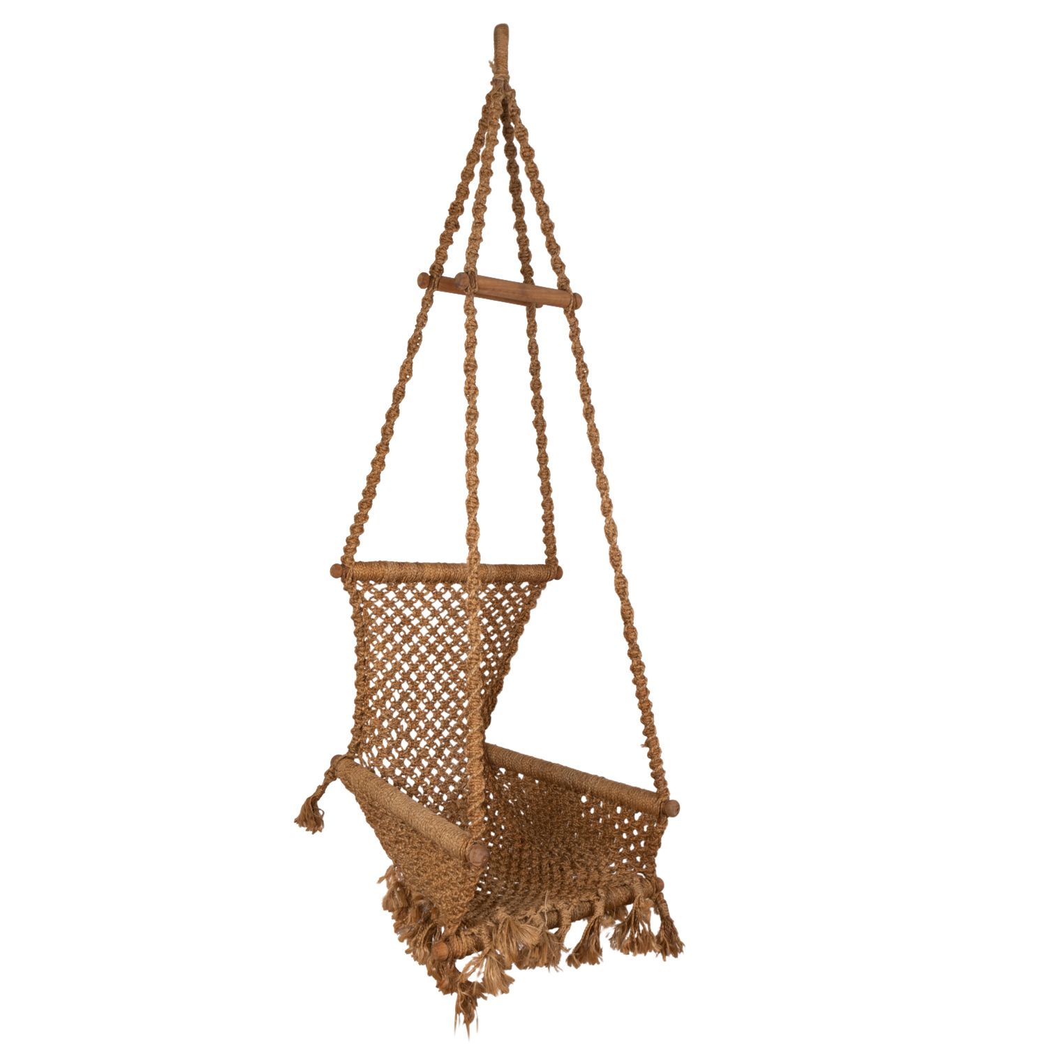 Hanging Chair In Rope And Wood, 1970s photo furniture