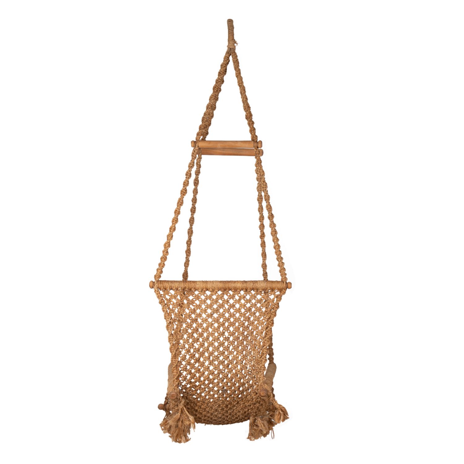 Hanging Chair In Rope And Wood, 1970s photo Garden Furniture