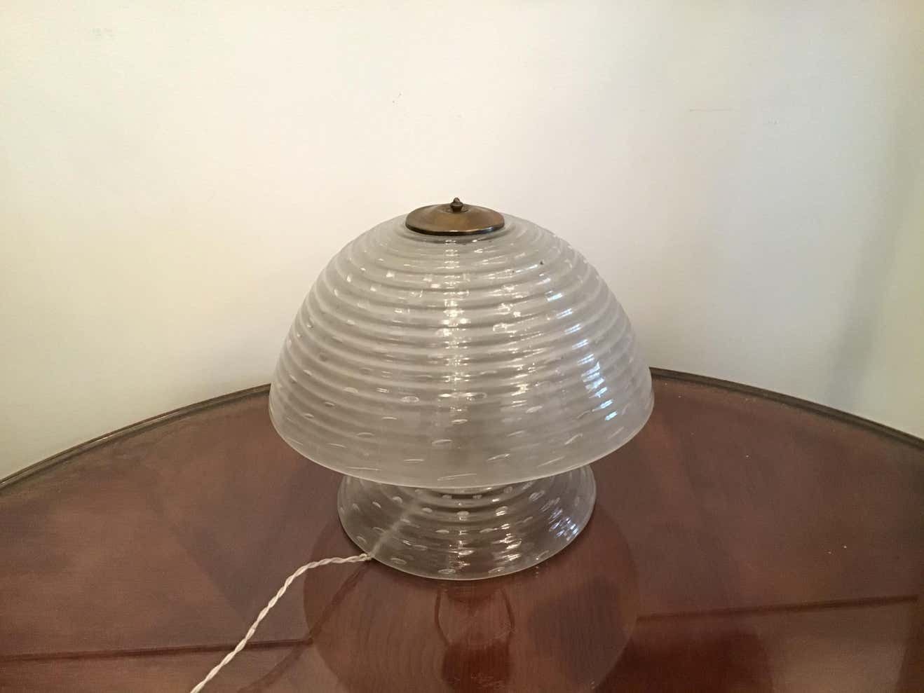 photo buy Barovier E Toso Mushroom Table Lamp 1940 Murano Glass Brass, Italy