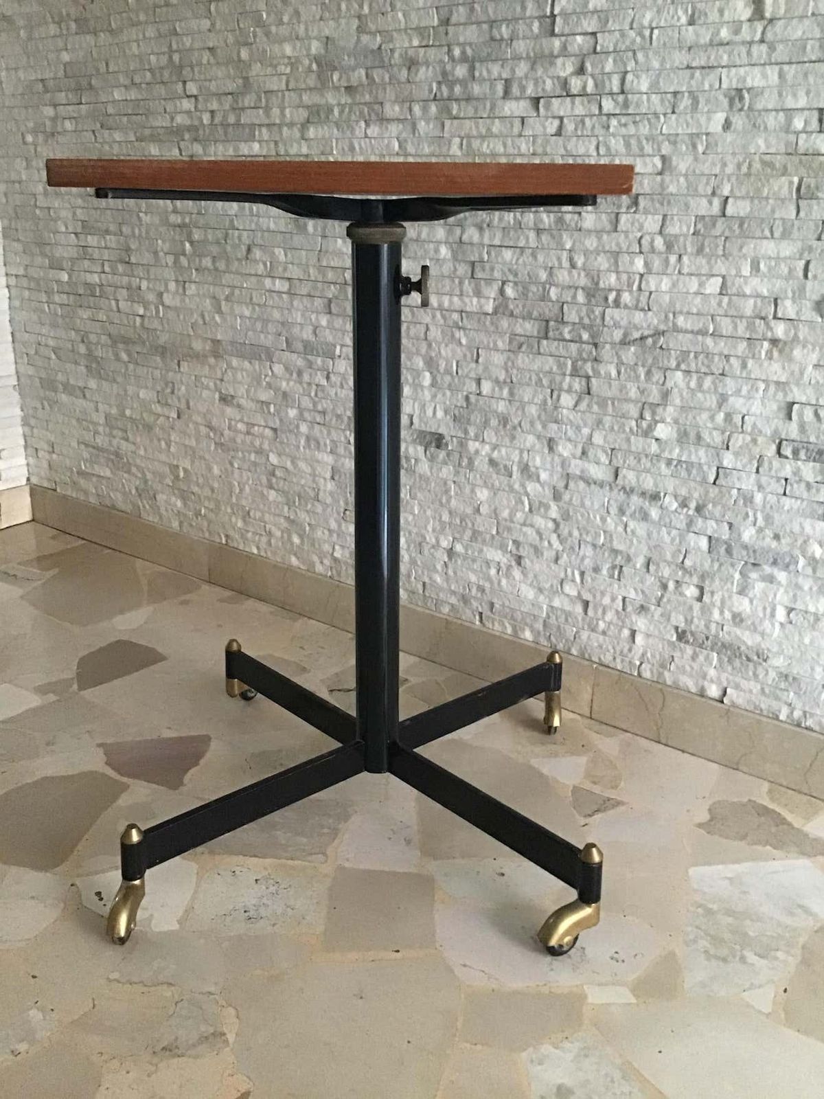 Ignazio Gardella Height Adjustable Table Wood Brass 1950 Italy photo vinterior