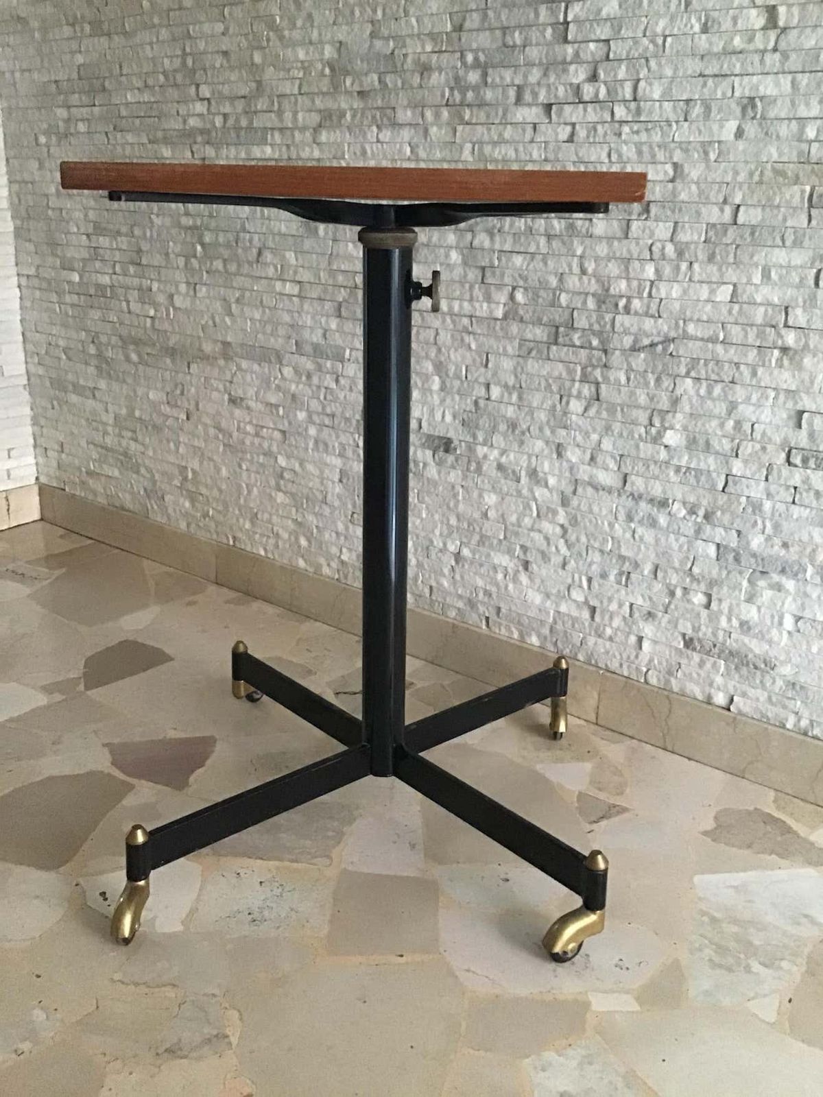 Ignazio Gardella Height Adjustable Table Wood Brass 1950 Italy photo buy