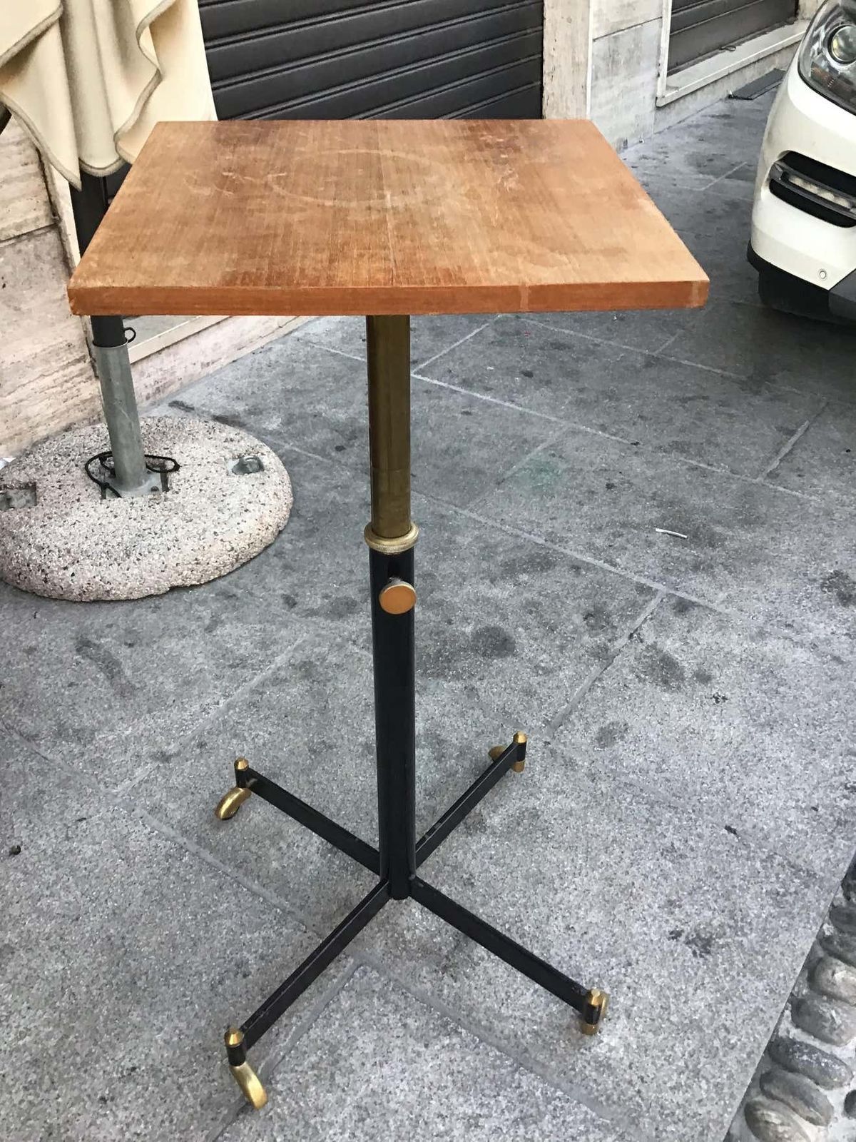 2536.0 Ignazio Gardella Height Adjustable Table Wood Brass 1950 Italy photo