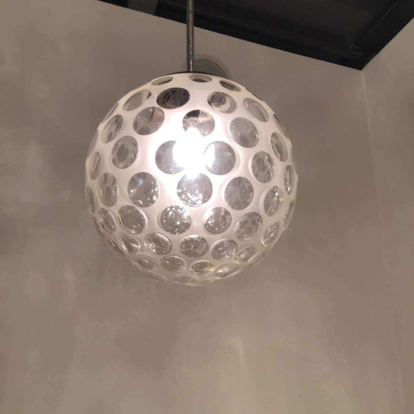 Venini Chandelier Metal Crome Murano 1950 Italy photo Lighting