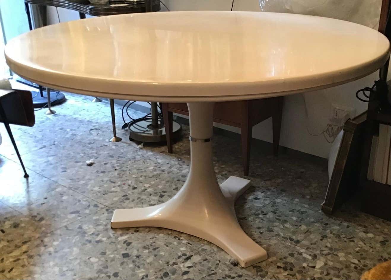 Ignazio Gardella And Anna Castelli Raund Table Metal Crome Plastic, 1966, Italy photo vinterior