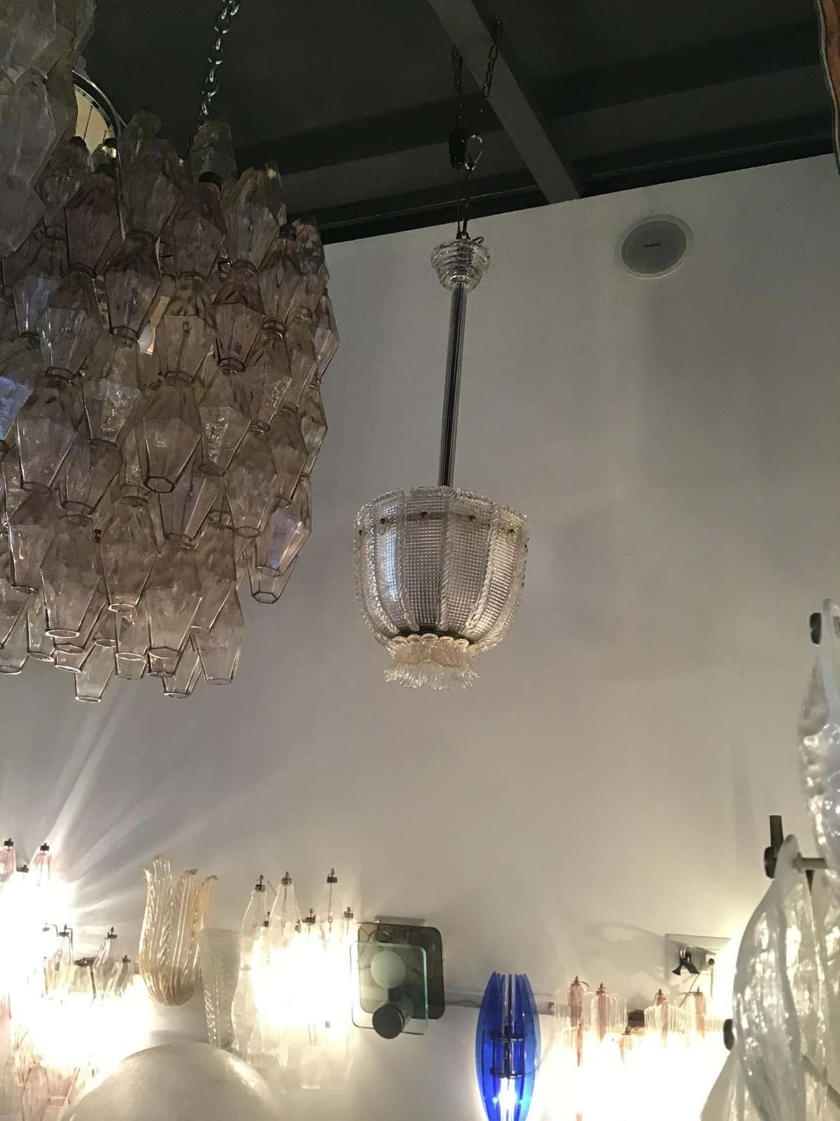 Venini Chandelier 1940 Murano Glass Iron Brass, Italy photo vintage