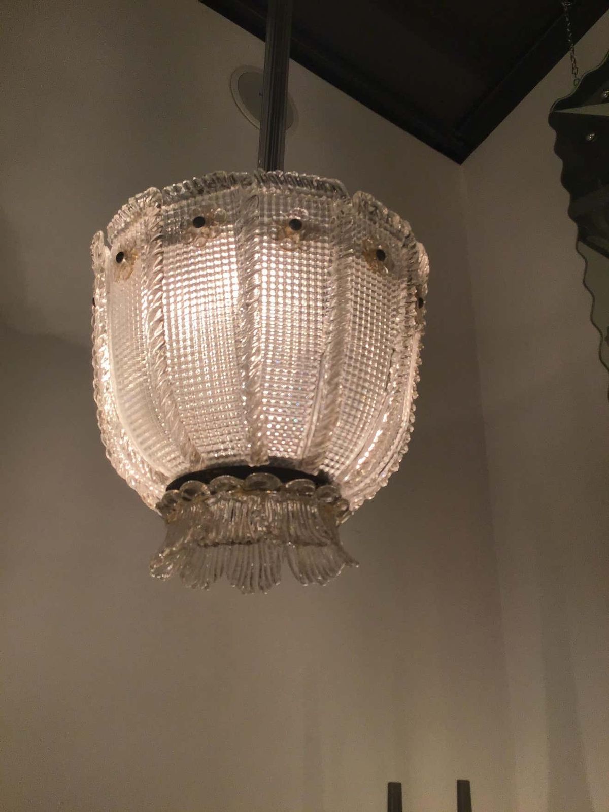 photo for sale Venini Chandelier 1940 Murano Glass Iron Brass, Italy