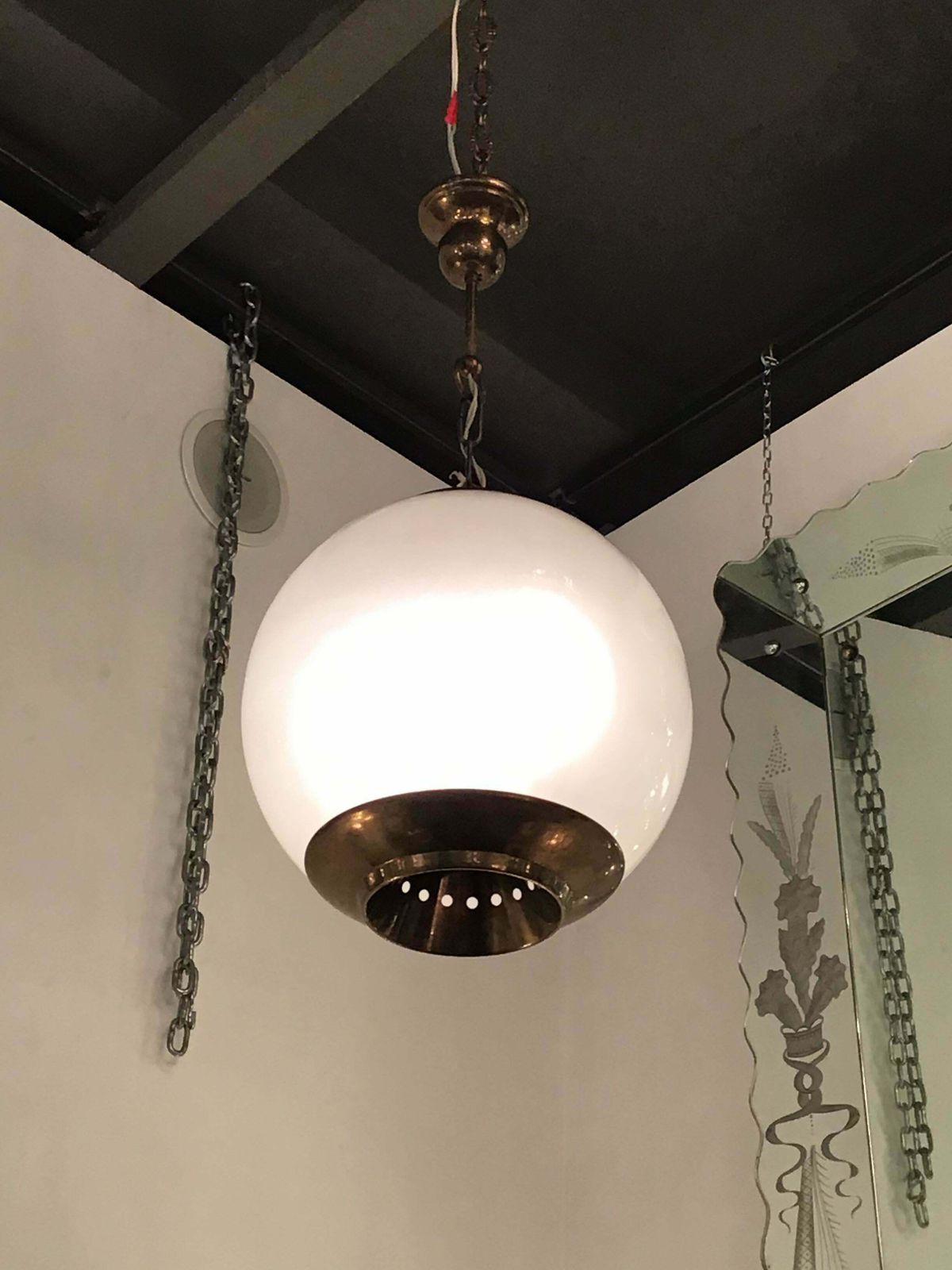 5435.0 Luigi Caccia Dominioni Azucena Chandelier Brass Glass 1952 Italy photo