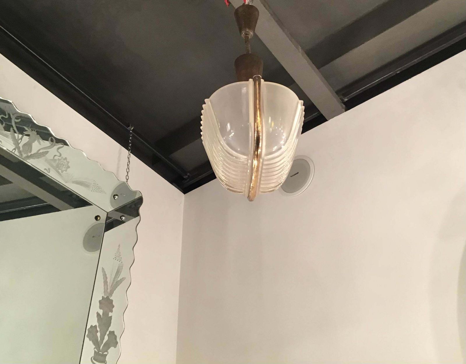 Seguso Chandelier Brass Glass 1930 Italy photo 2537.0