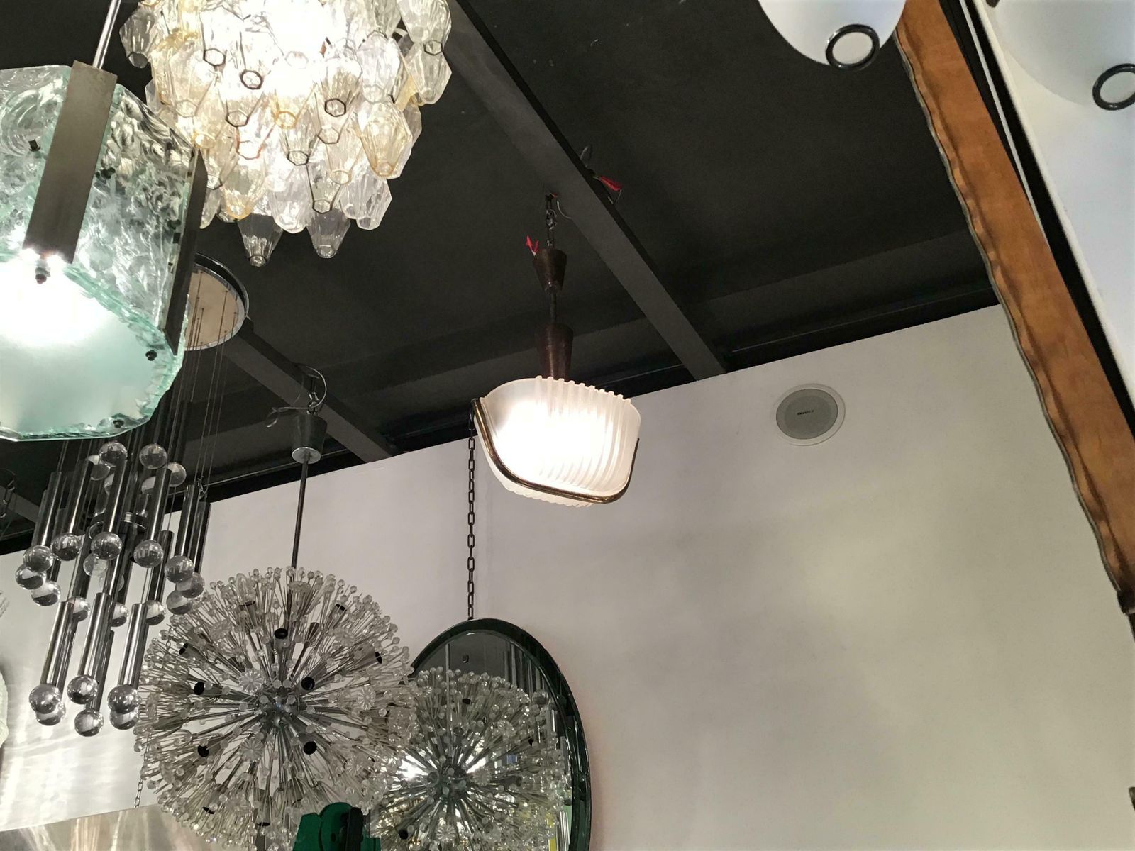 Lighting Seguso Chandelier Brass Glass 1930 Italy photo