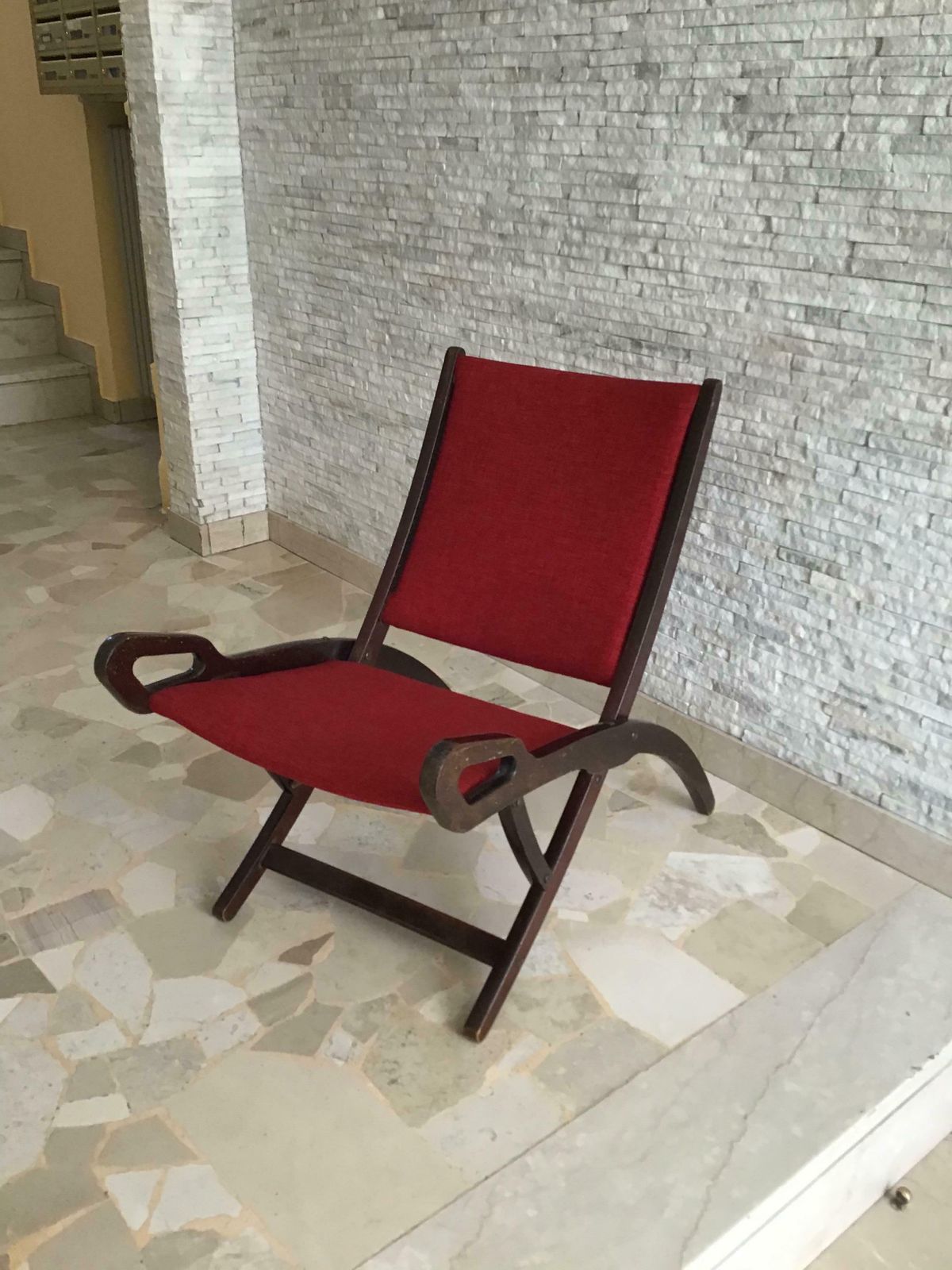 2898.0 Gio’ Ponti Fr” Armchair Wood Brass Upholstered Seat And Back, 1960, Italy photo