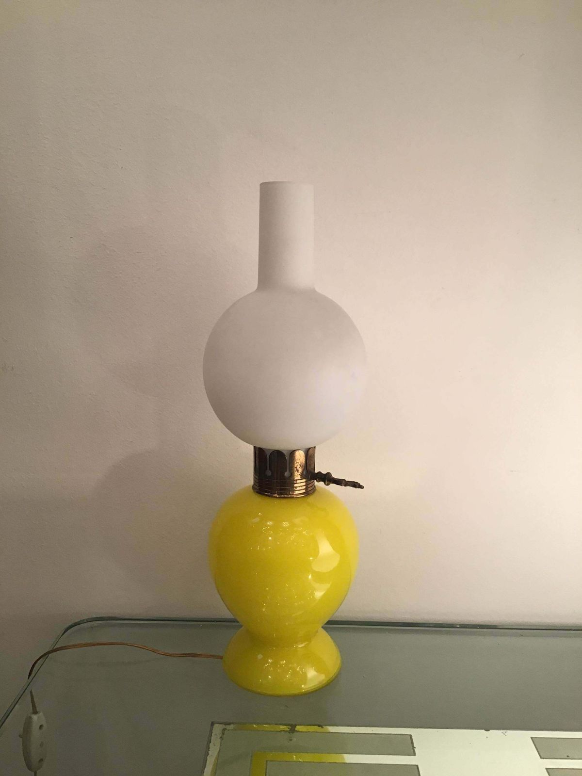 Seguso Table Lamp Brass Glass Opaline Glass 1955 Italy photo furniture
