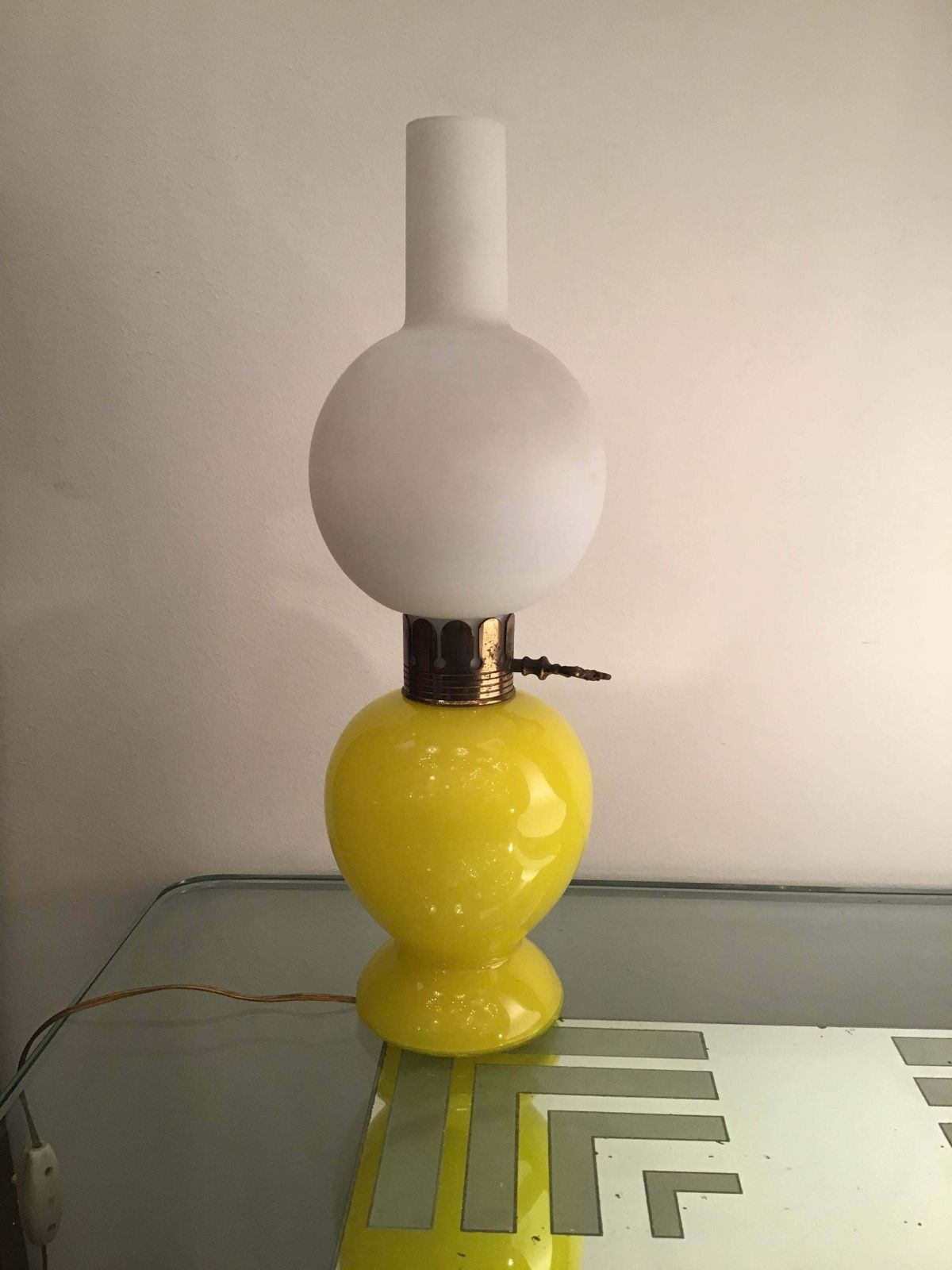 photo furniture Seguso Table Lamp Brass Glass Opaline Glass 1955 Italy