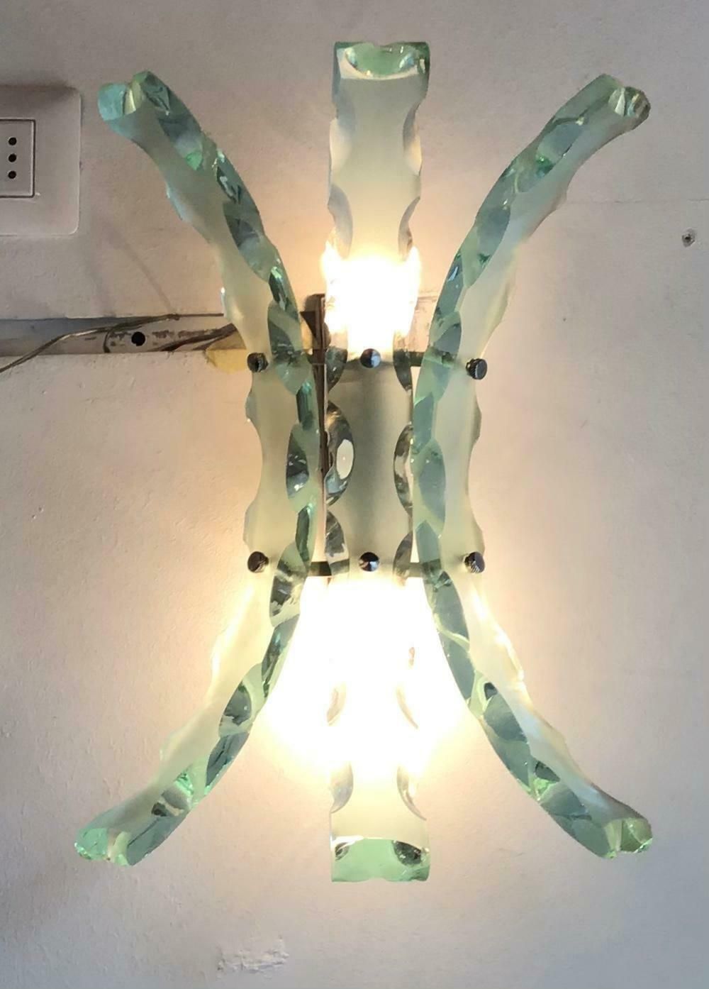 Cristal Arte Appliqués Glass Metal Crome, 1950, Italy photo 2536.0