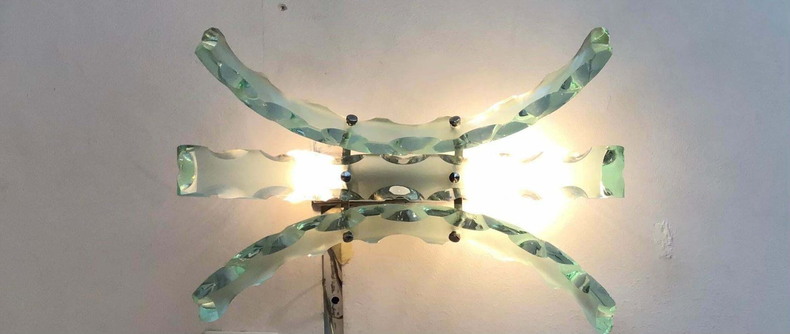 Cristal Arte Appliqués Glass Metal Crome, 1950, Italy photo vinterior
