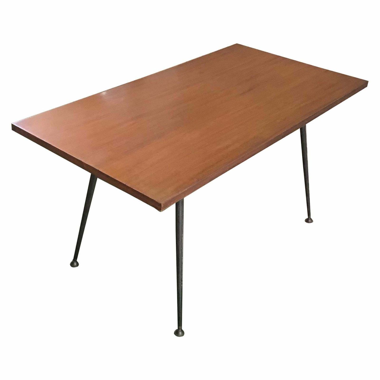 Jean Prouvé Stile Coffee Table Wood Brass Painted Steel 1954 France