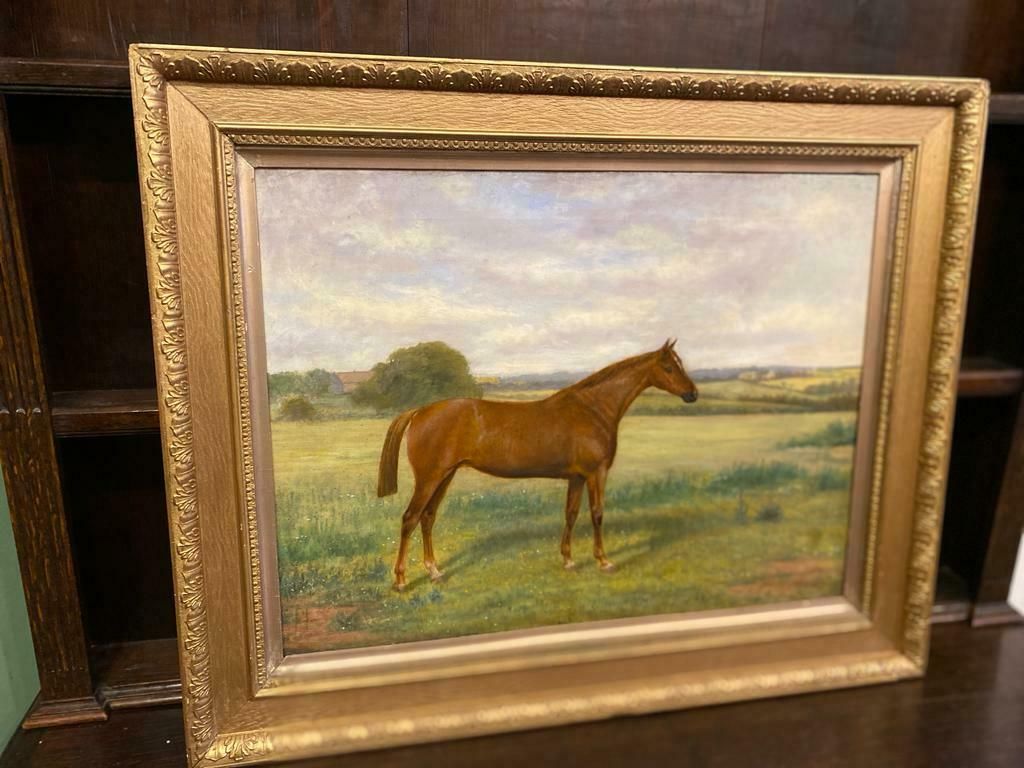Oil Painting   19th Century Portrait Of A Chestnut Horse Benedict Angell Hyland photo furniture