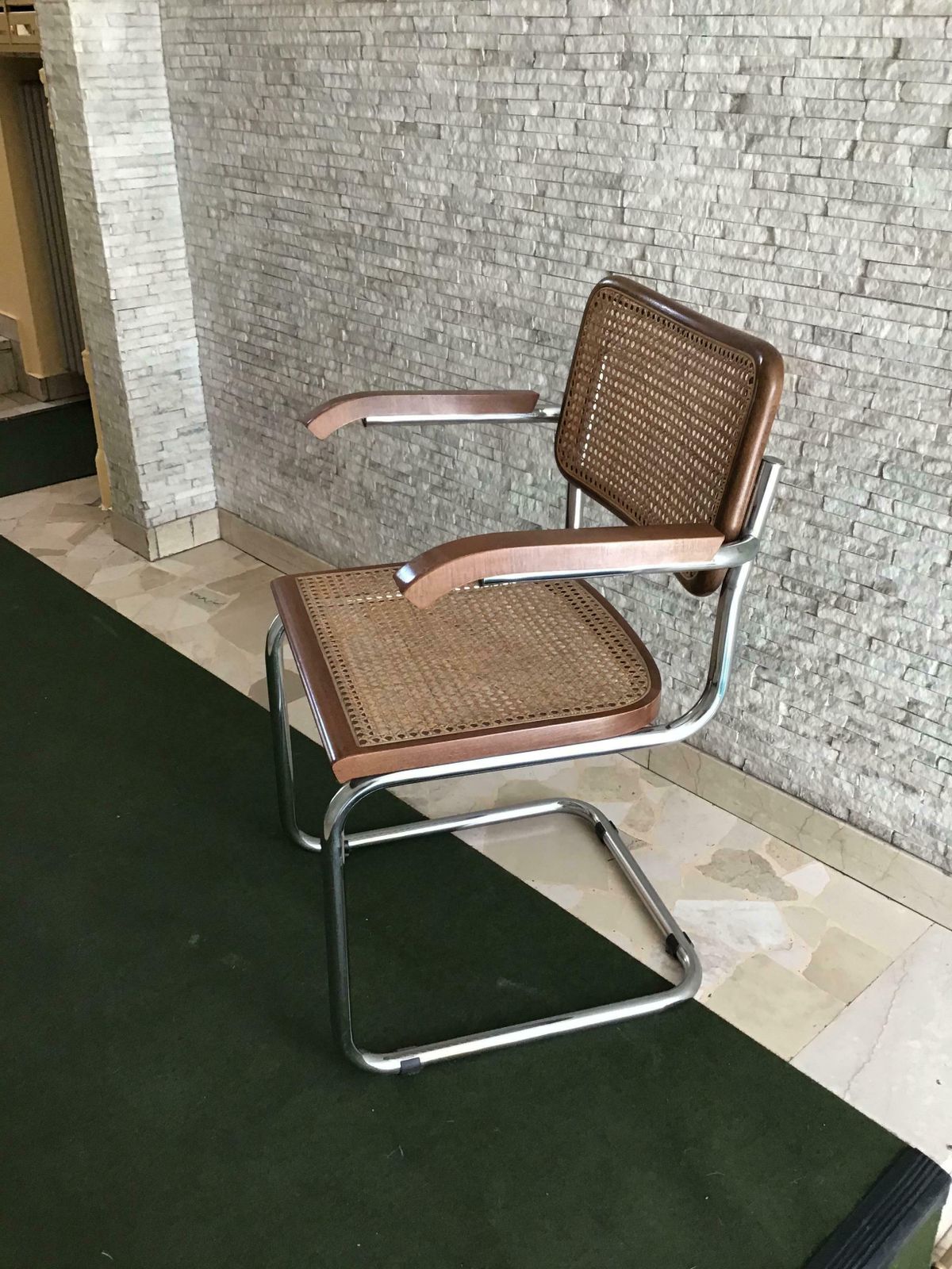 Marcel Breuer Cesca Chair For Gavina Wood Metal Crome, 1980, Italy photo for sale
