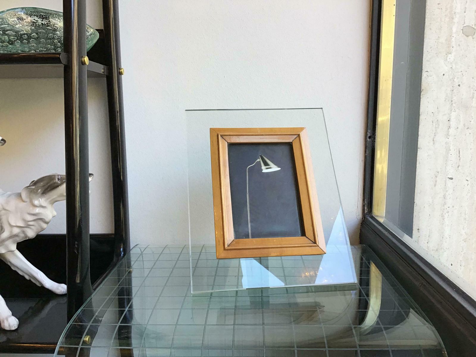 1268.0 Fontana Arte Frame Glass Wood, 1950, Italy photo