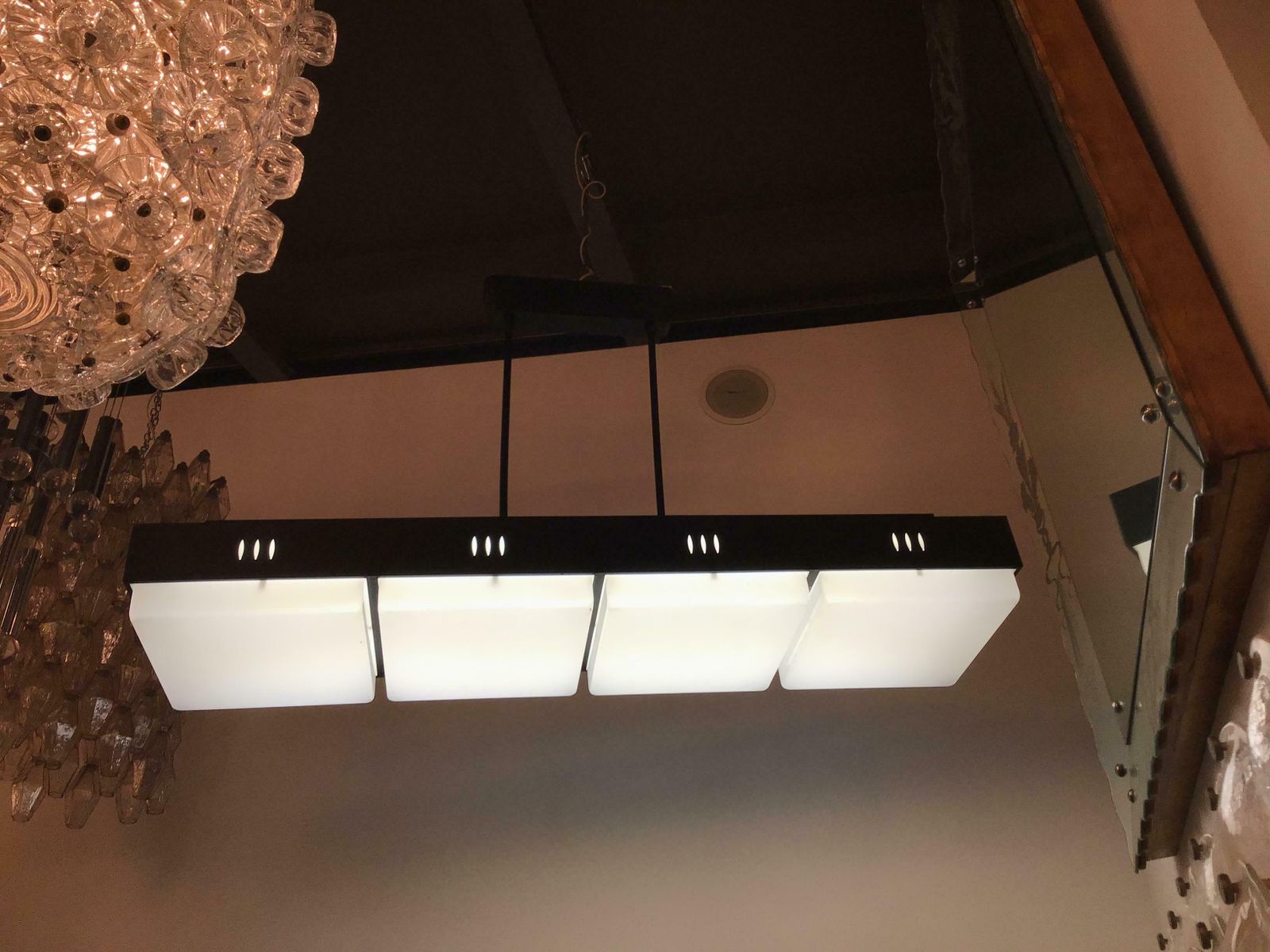photo for sale Stilnovo Chandelier Iron Metal Plexiglass, 1950, Italy
