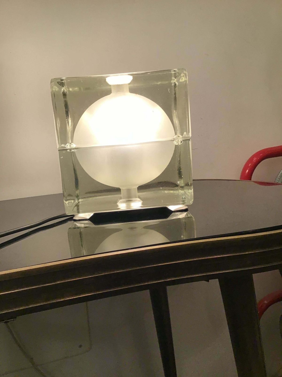 Lighting Alessandro Mendini “Cubosfera” Table Lamp Metal Crome Glass 1968 Italy photo