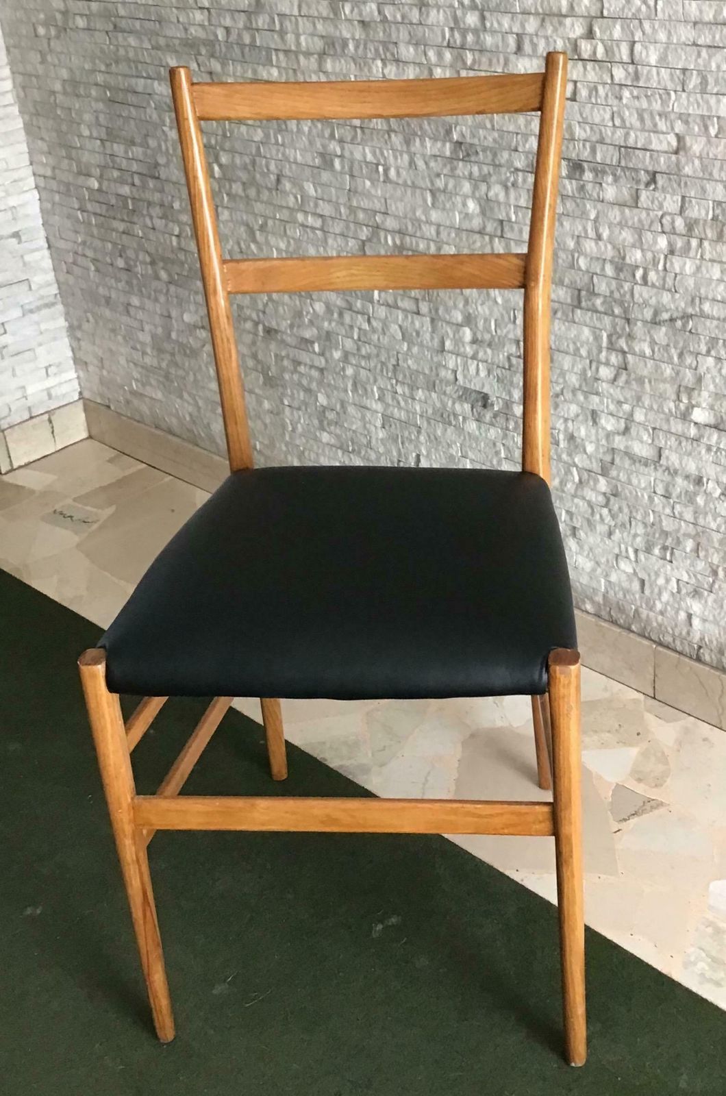 Gio Ponti Leggera Cassina 1950 Wood Ecological Leather Padding Italy photo furniture