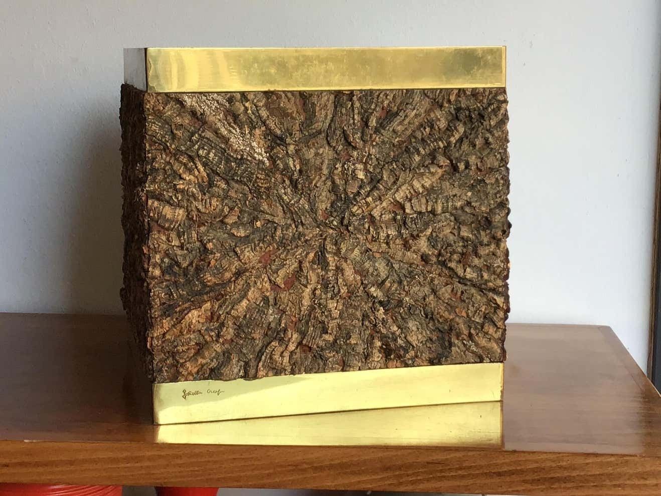 2264.0 Gabriella Crespi Brass Cork Vase Holder 1960 Italy photo
