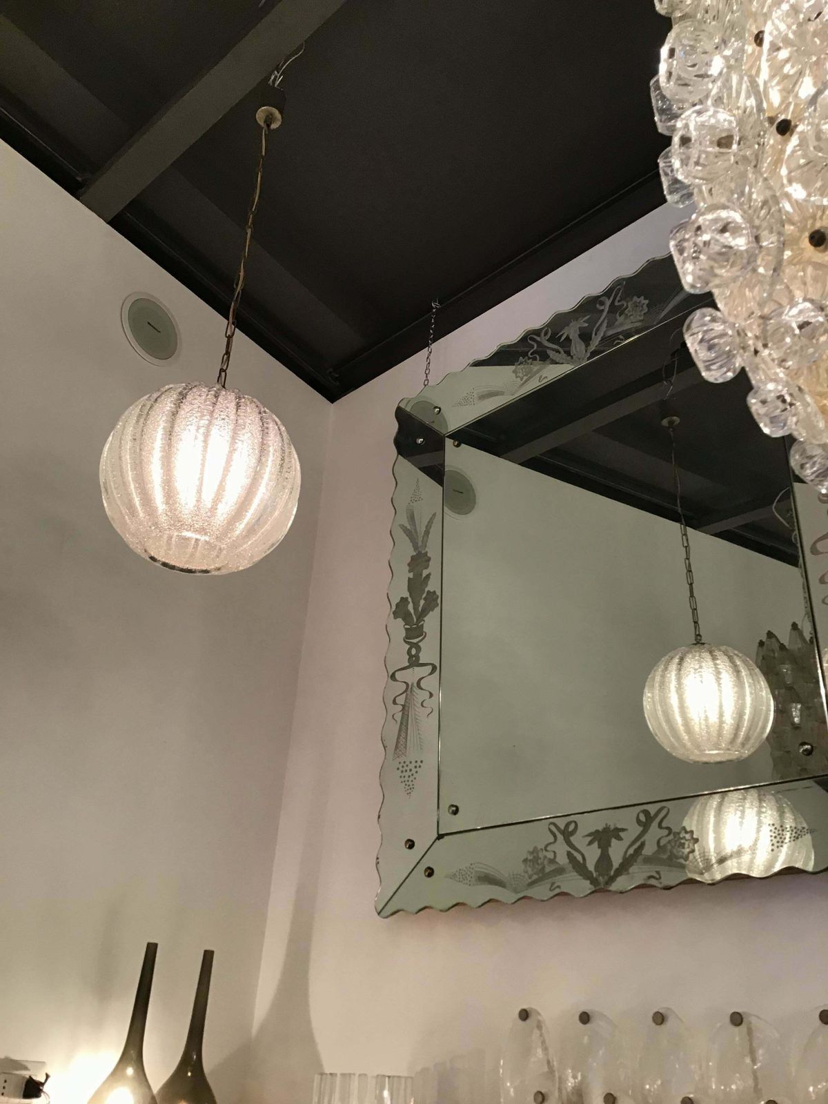 Seguso. N.14 Murano Glass Chandeliers ”Dew” 1940 Brass, Italy photo furniture