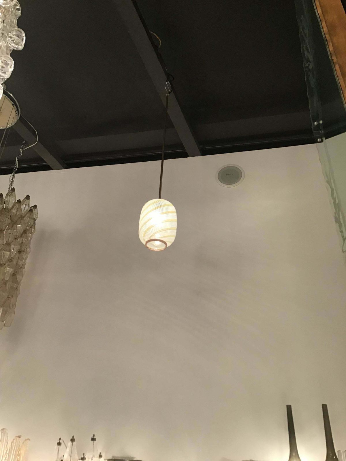 Venini Filigrana Pair Chandelier Murano Glass Brass 1940 Italy photo buy