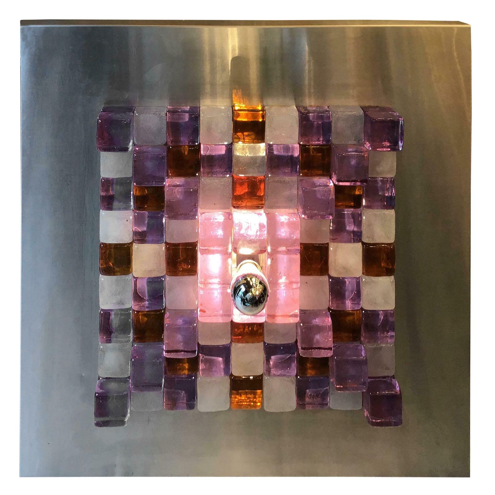 Poliarte By Albano Poli Sconce/Sculpture Metal Murano Glass, 1970, Italy
