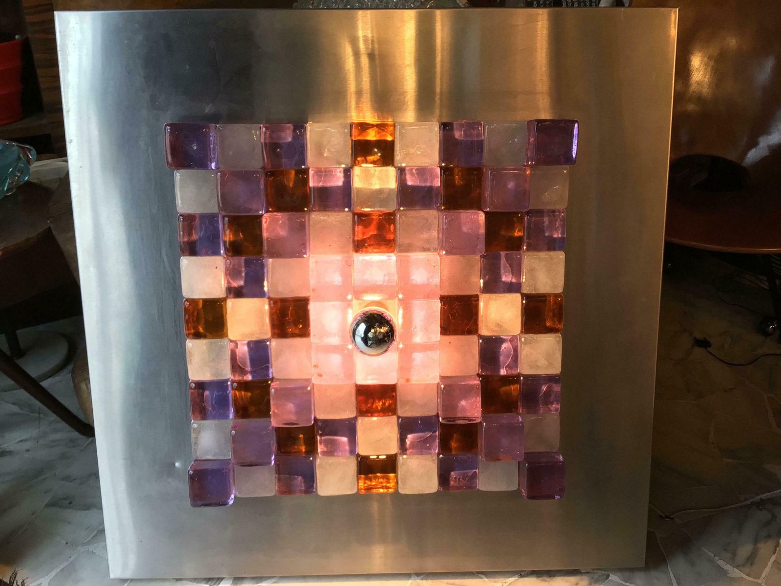 Poliarte By Albano Poli Sconce/Sculpture Metal Murano Glass, 1970, Italy photo vintage