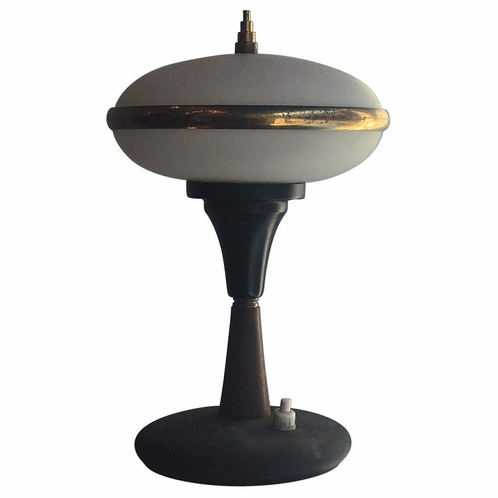 Stilnovo Table Lamp Brass Glass Wood, 1955, Italy photo vintage