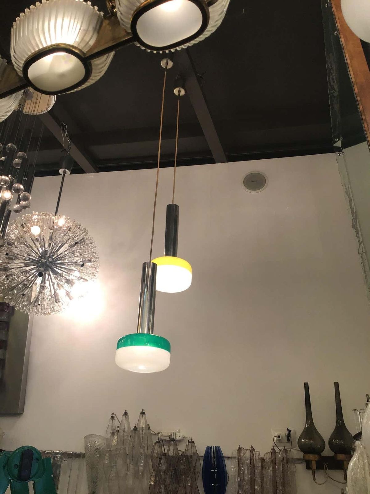 Stilnovo Chandeliers Metal Crome Plexiglass 1955 Italy photo furniture