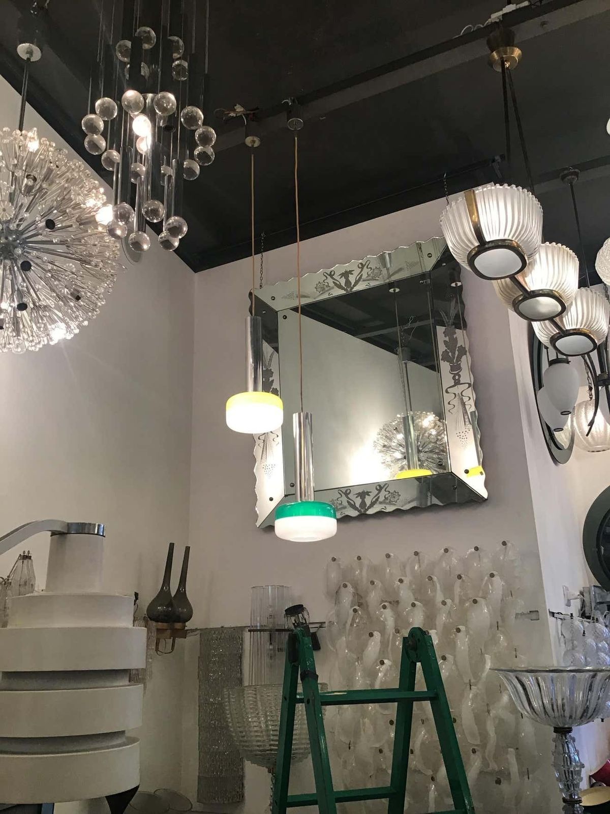 Stilnovo Chandeliers Metal Crome Plexiglass 1955 Italy photo buy