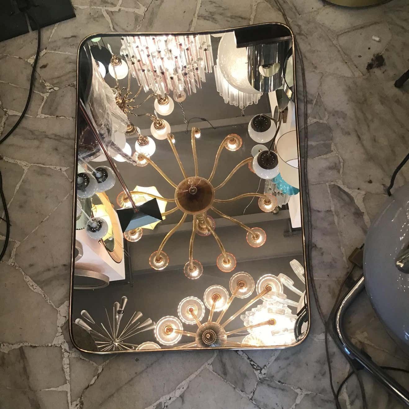 Fontana Arte Mirror Brass Wood Mirrored Glass 1950 Italy photo furniture