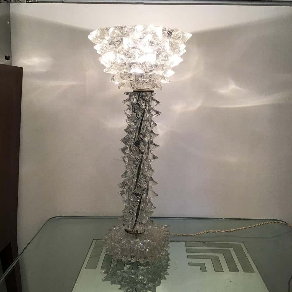 3804.0 Barovier E Toso “Rostrato” Table Lamp Murano Glass Brass, 1940, Italy photo