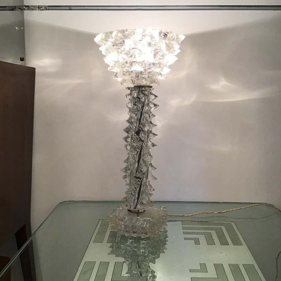 photo vinterior Barovier E Toso “Rostrato” Table Lamp Murano Glass Brass, 1940, Italy